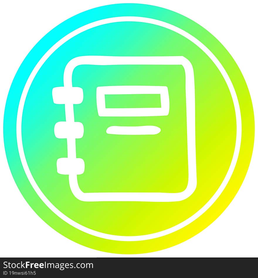 note book circular in cold gradient spectrum