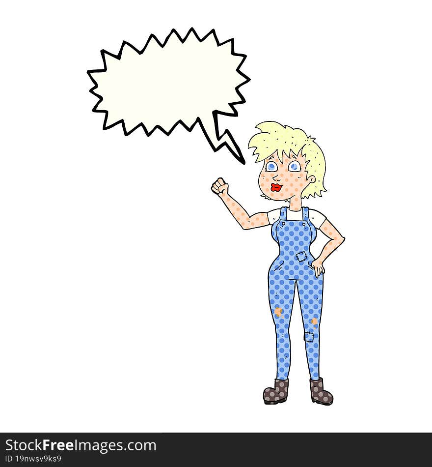 Comic Book Speech Bubble Cartoon Confident Farmer Woman