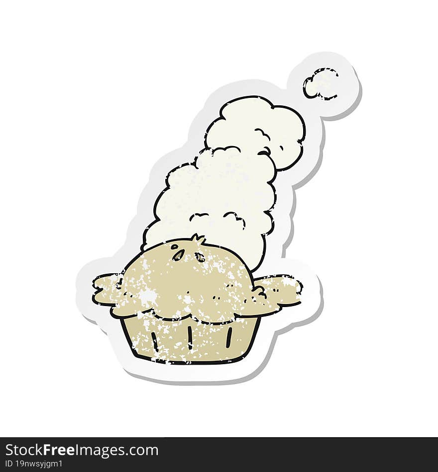 Retro Distressed Sticker Of A Cartoon Hot Pie