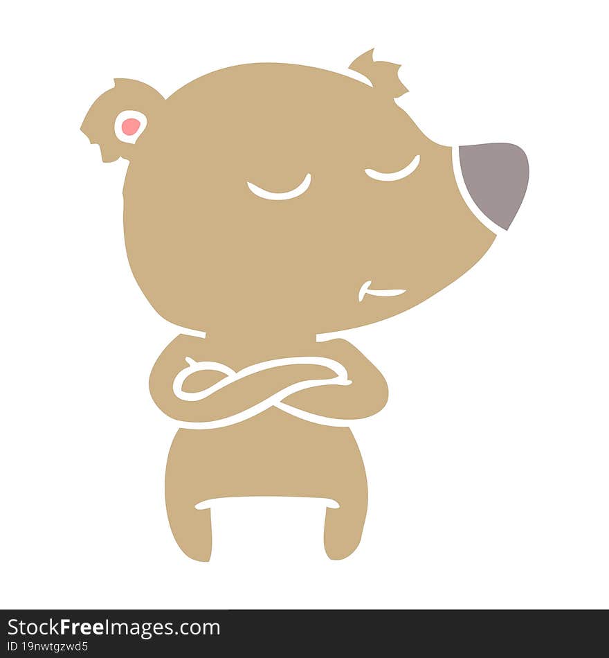 Happy Flat Color Style Cartoon Bear