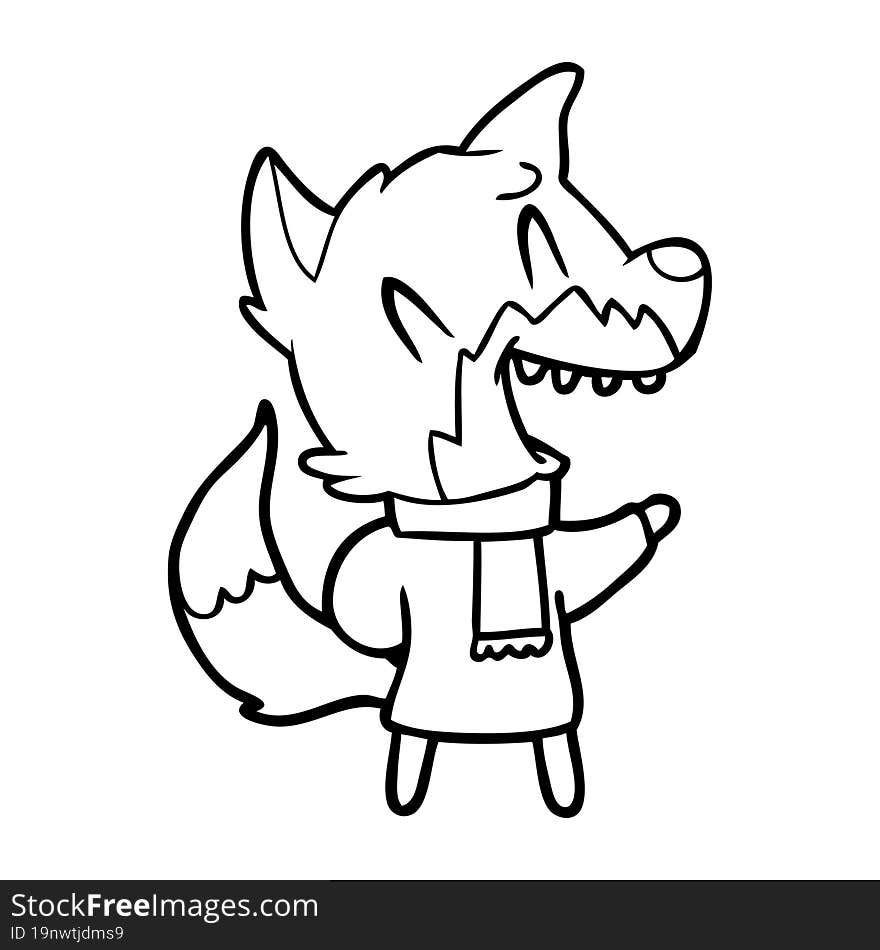 laughing fox wearing winter clothes. laughing fox wearing winter clothes