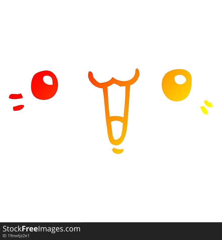 warm gradient line drawing of a happy cartoon face