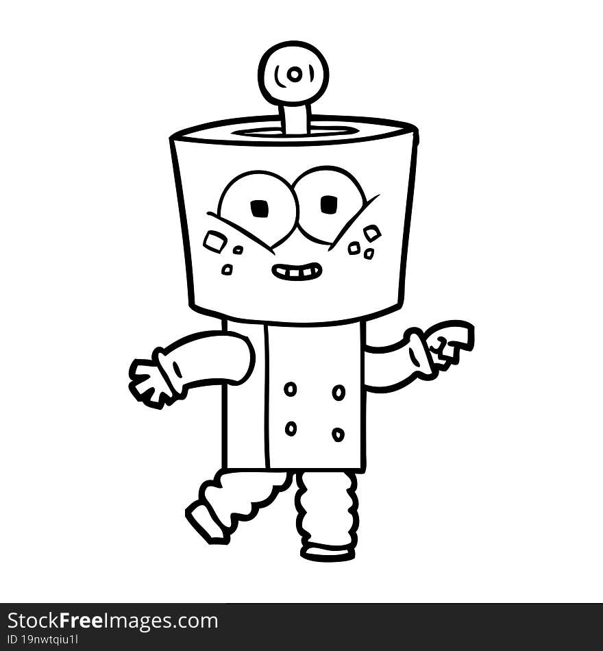 happy cartoon robot pointing. happy cartoon robot pointing