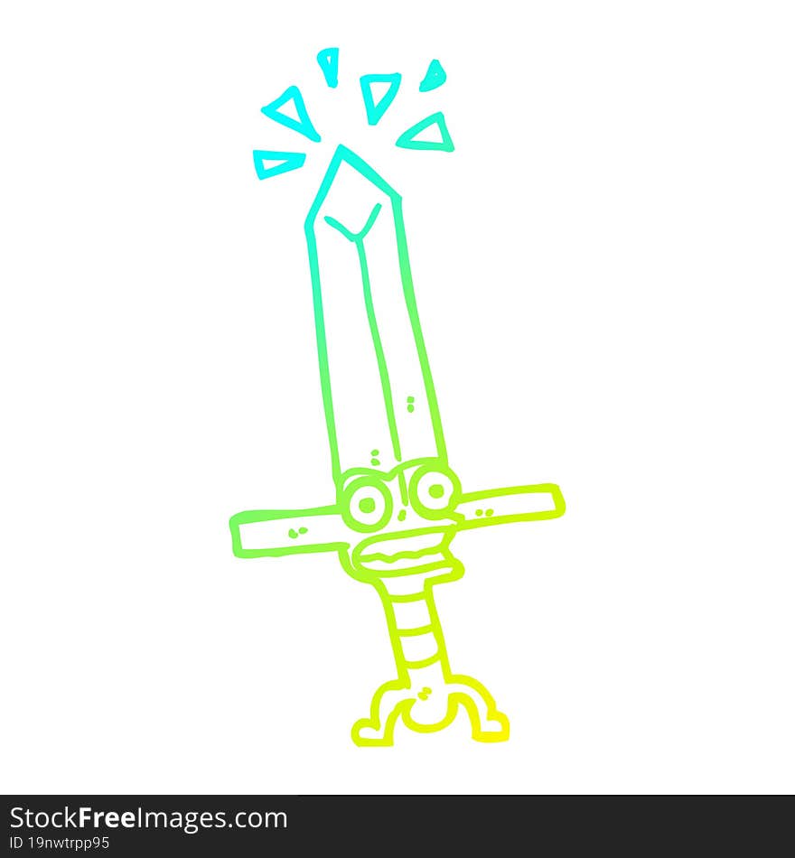 Cold Gradient Line Drawing Cartoon Magic Sword