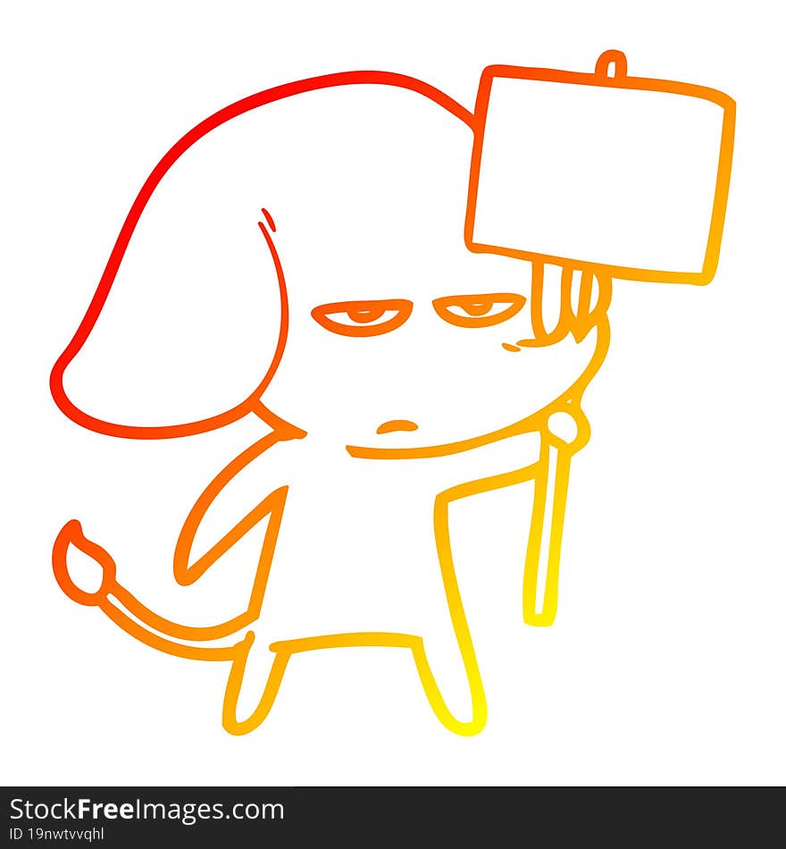 warm gradient line drawing annoyed cartoon elephant