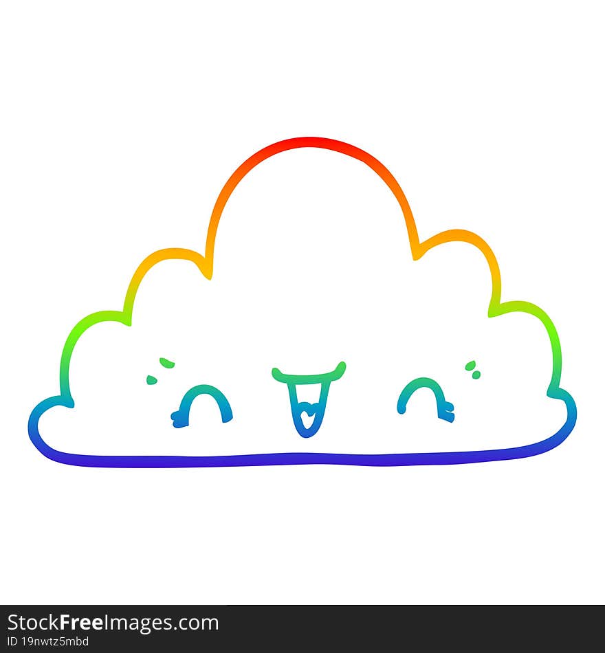 rainbow gradient line drawing cute cartoon cloud