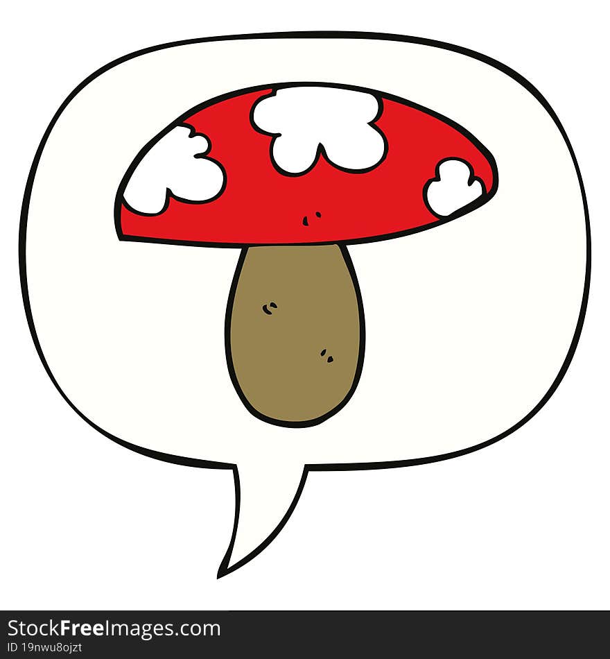 cartoon mushroom with speech bubble. cartoon mushroom with speech bubble