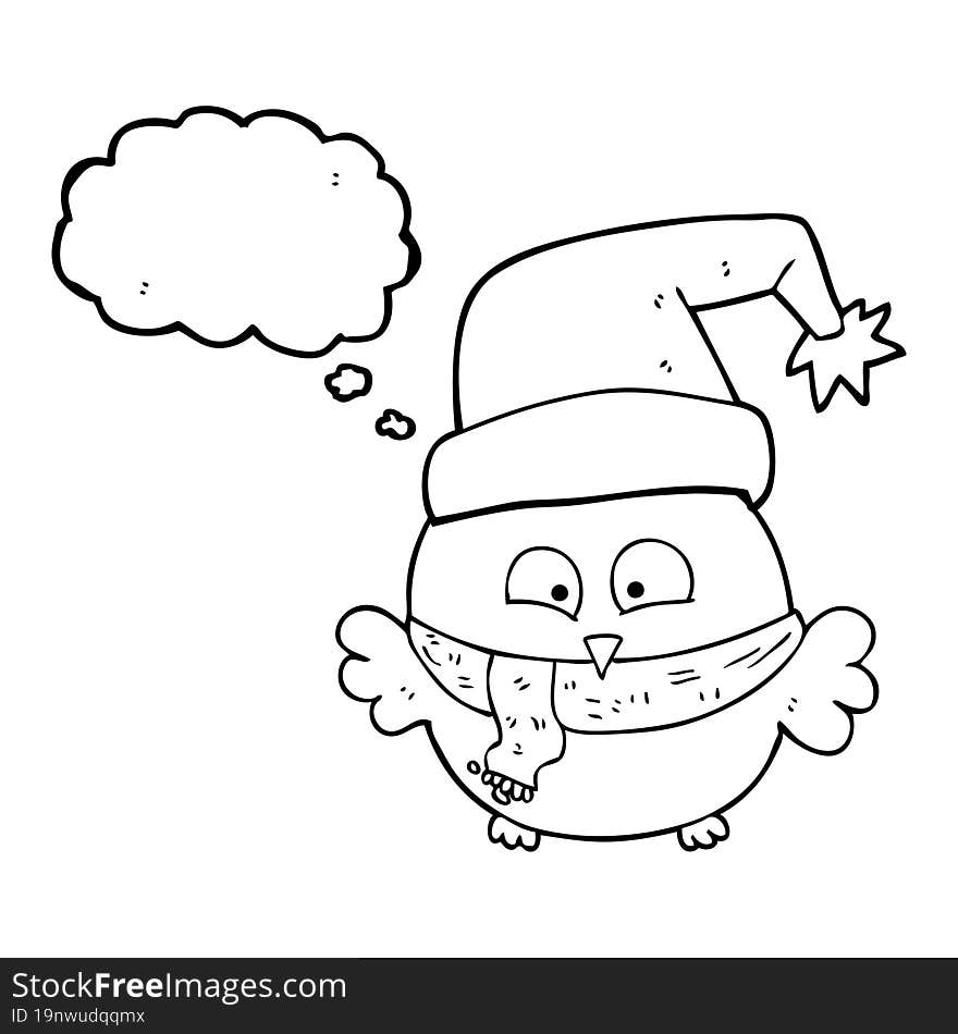 thought bubble cartoon cute christmas owl