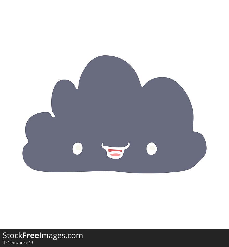 happy flat color style cartoon cloud