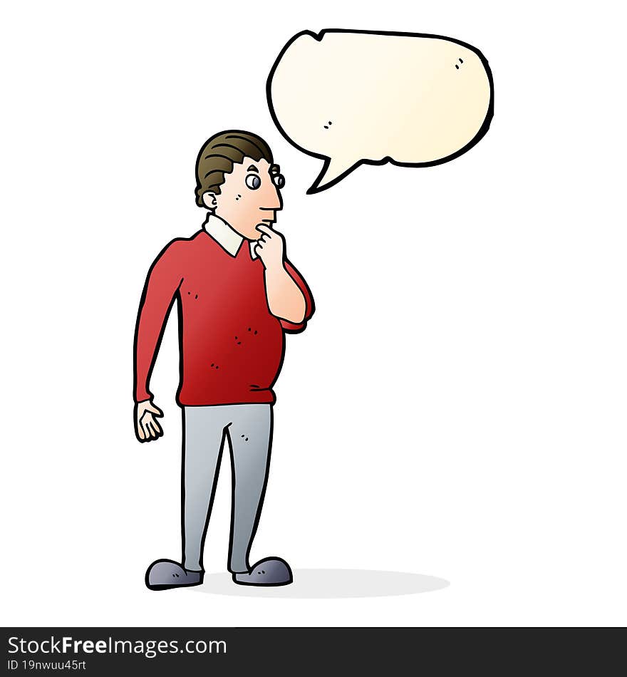 Cartoon Curious Man With Speech Bubble