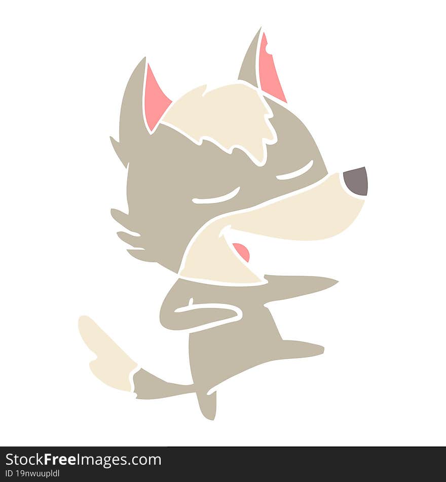 Flat Color Style Cartoon Wolf Laughing