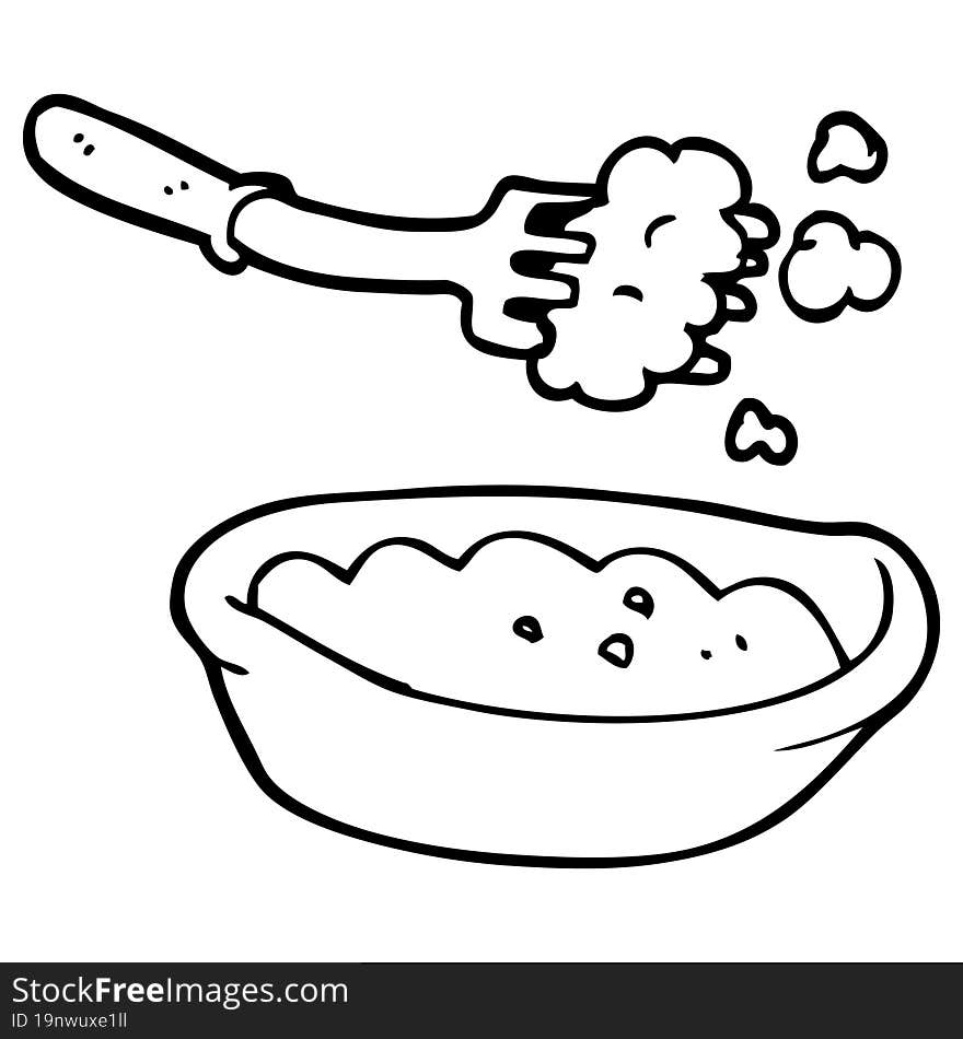 line drawing cartoon bowl of food