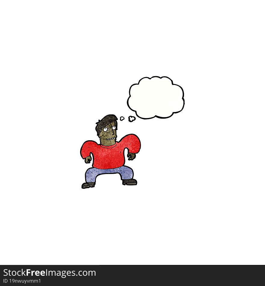 cartoon man squatting like crab