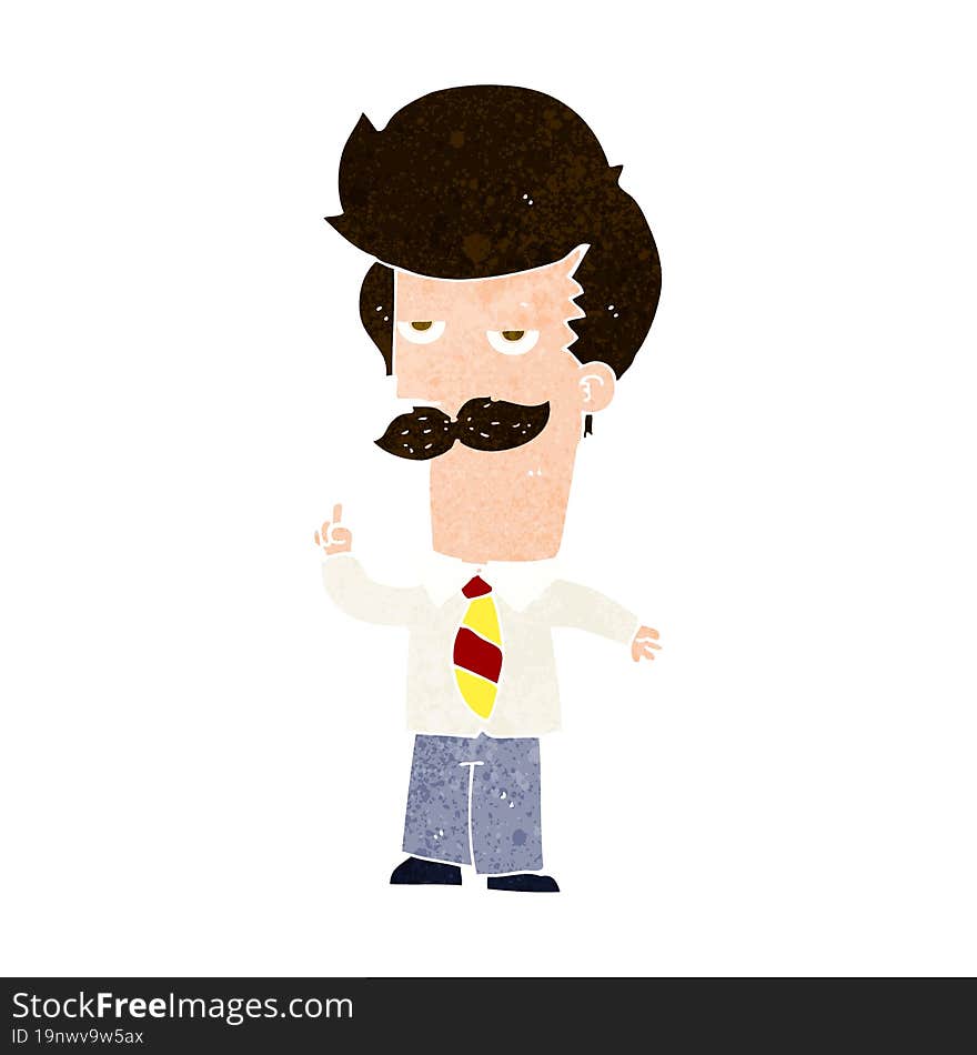 Cartoon Mna With Mustache Explaining