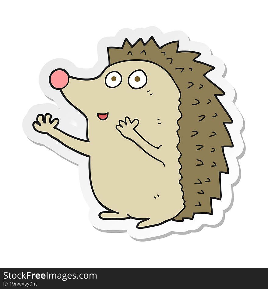 sticker of a cartoon cute hedgehog