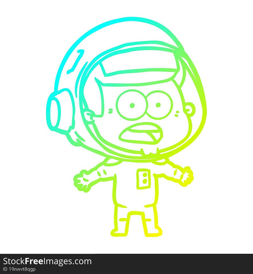 cold gradient line drawing cartoon surprised astronaut