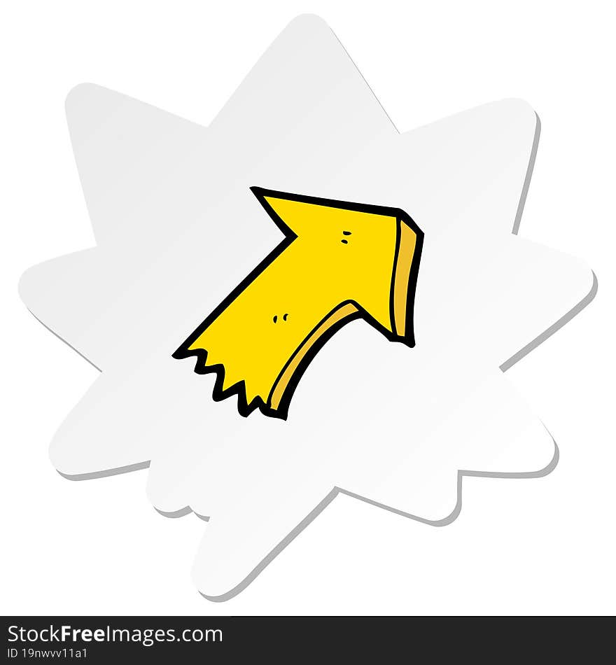 cartoon pointing arrow with speech bubble sticker