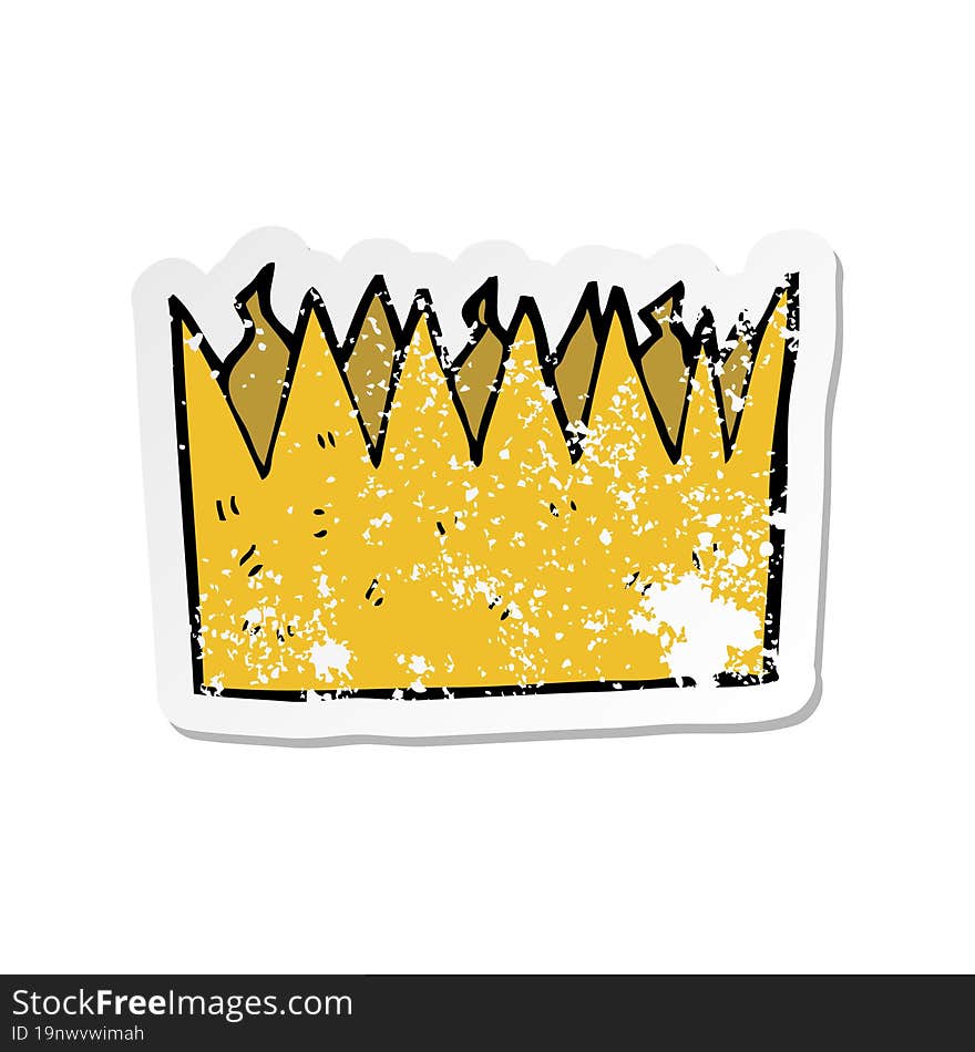 retro distressed sticker of a cartoon paper crown