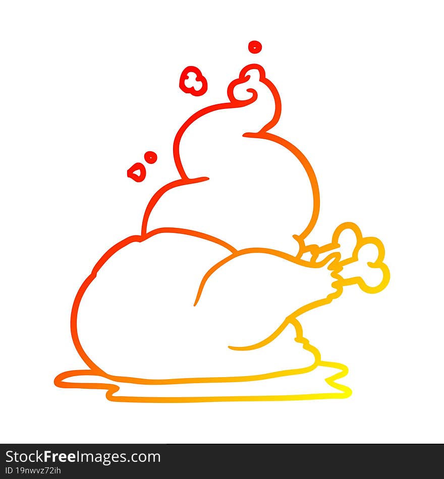 warm gradient line drawing whole cooked chicken