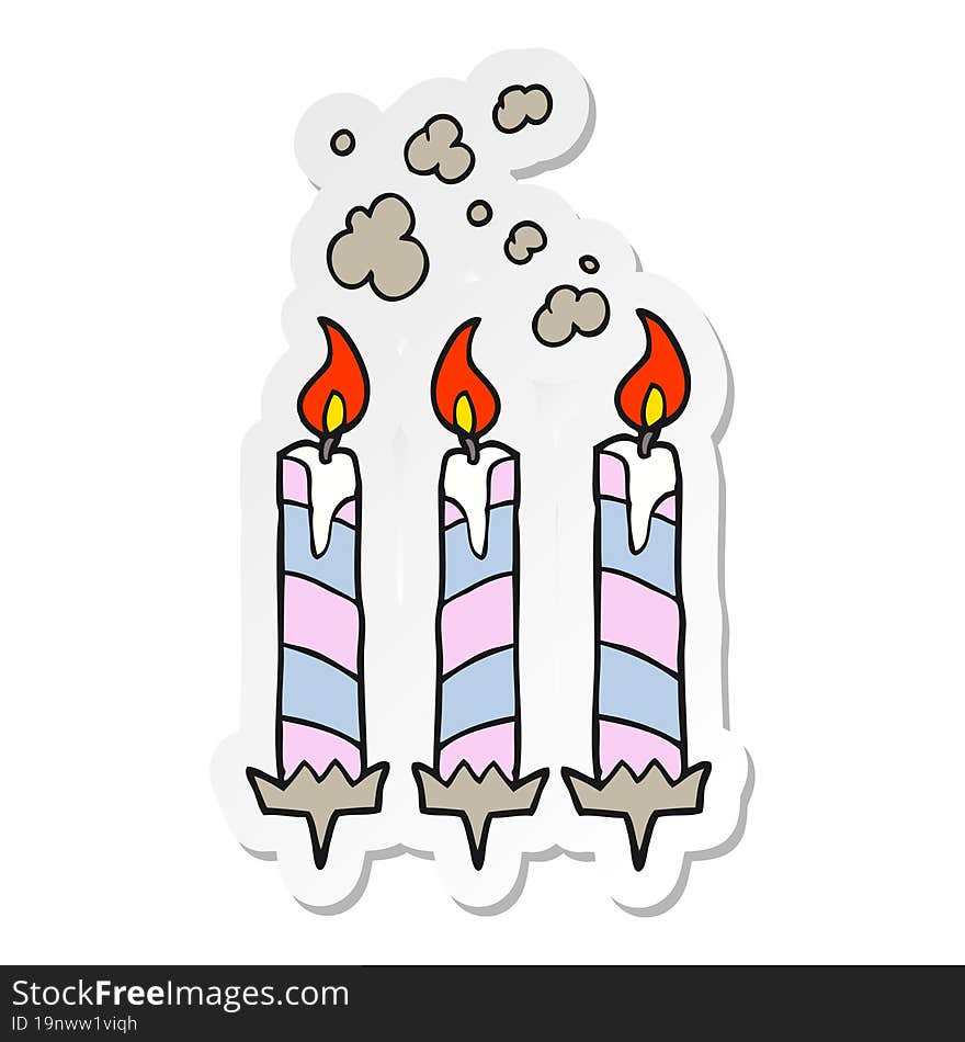 Sticker Of A Cartoon Birthday Cake Candles