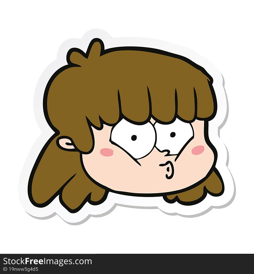 sticker of a cartoon female face