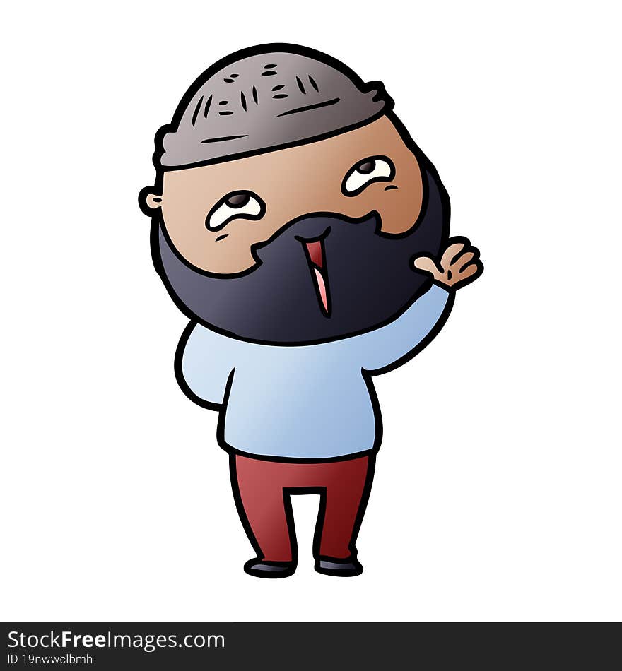 cartoon happy bearded man. cartoon happy bearded man