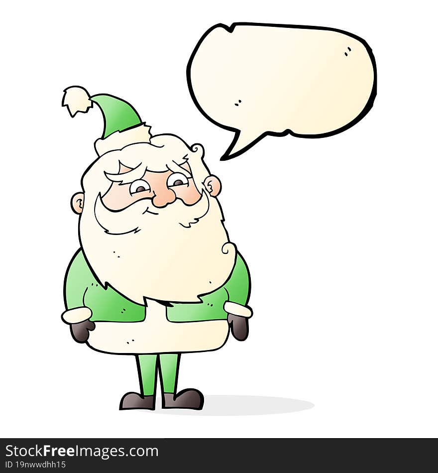 cartoon santa claus with speech bubble