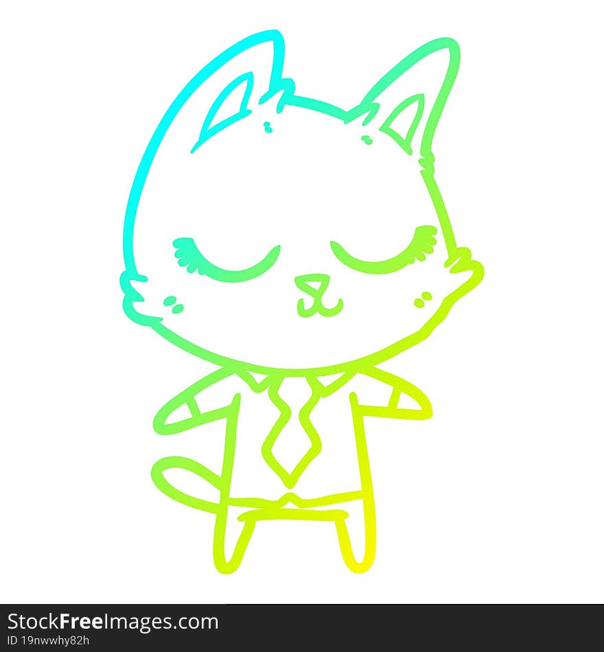 cold gradient line drawing calm cartoon cat