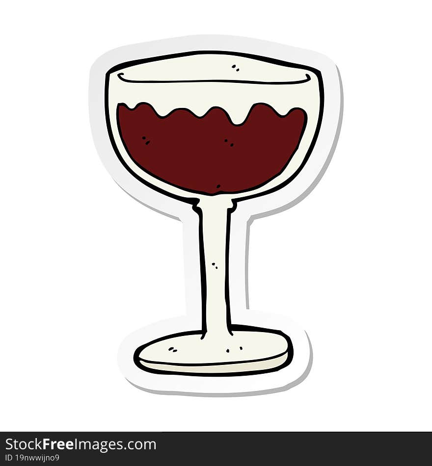 sticker of a cartoon glass of red wine