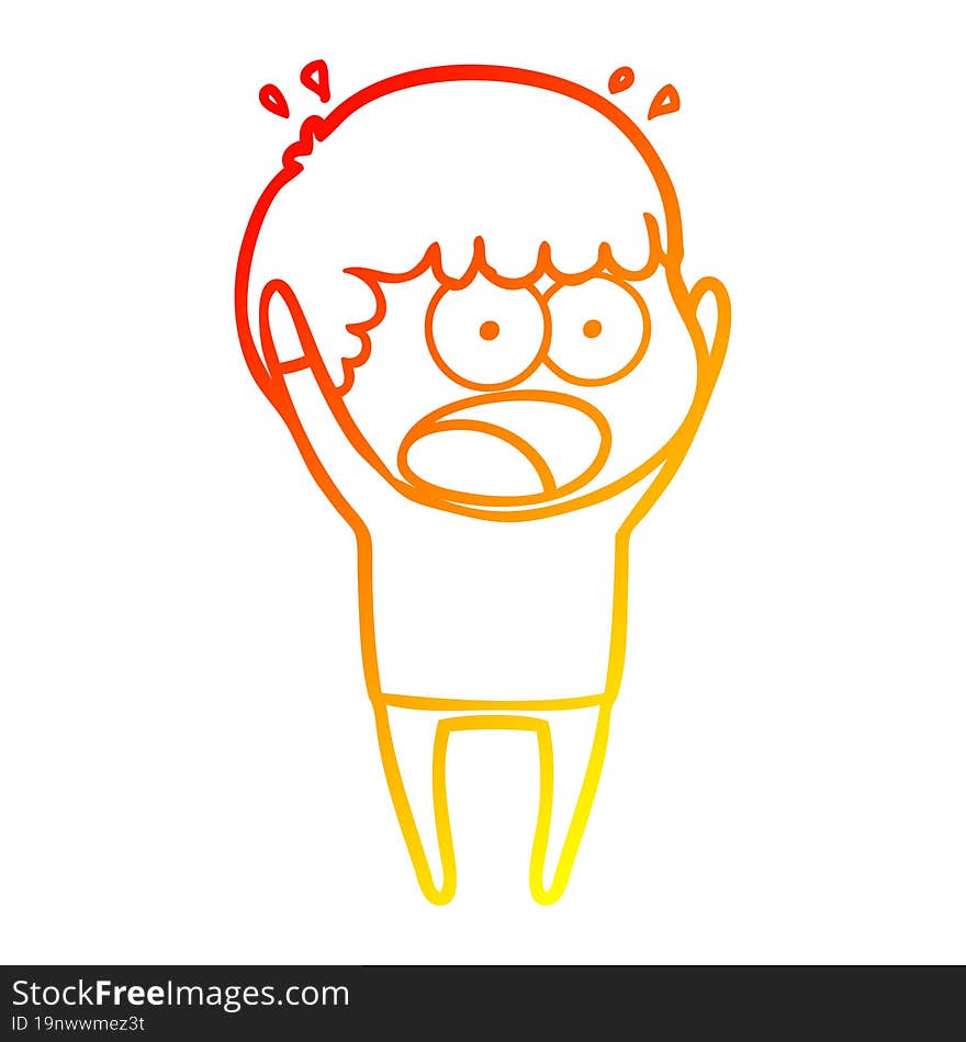 warm gradient line drawing cartoon shocked man