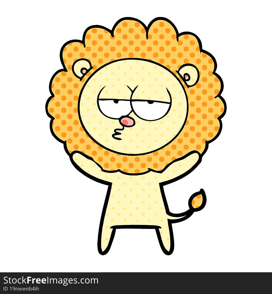 cartoon bored lion. cartoon bored lion