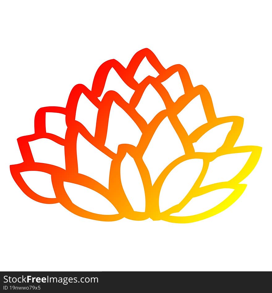 warm gradient line drawing cartoon flowering lotus