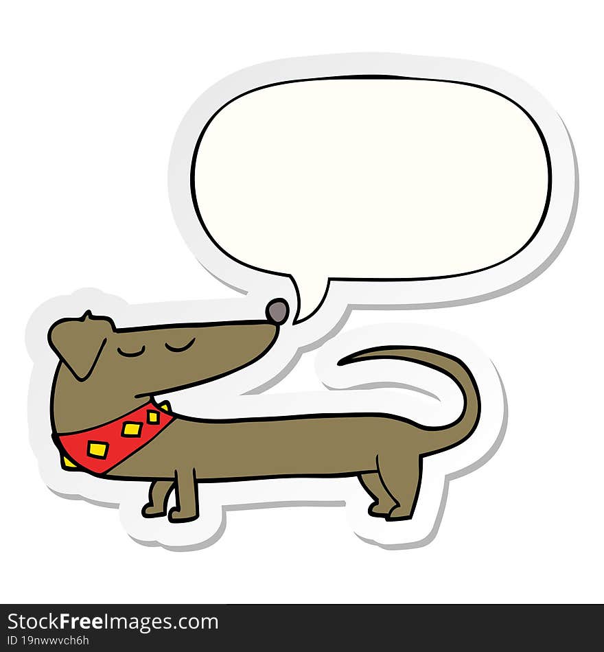 cartoon dog with speech bubble sticker. cartoon dog with speech bubble sticker