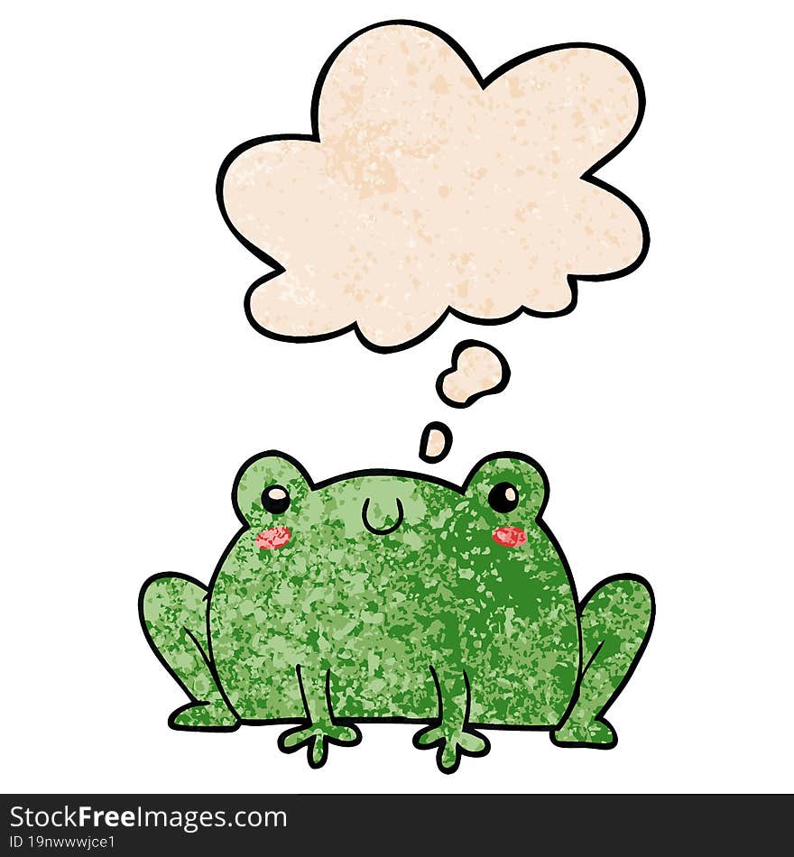 cartoon frog with thought bubble in grunge texture style. cartoon frog with thought bubble in grunge texture style