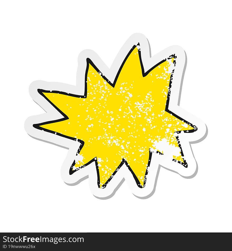 retro distressed sticker of a cartoon explosion symbol