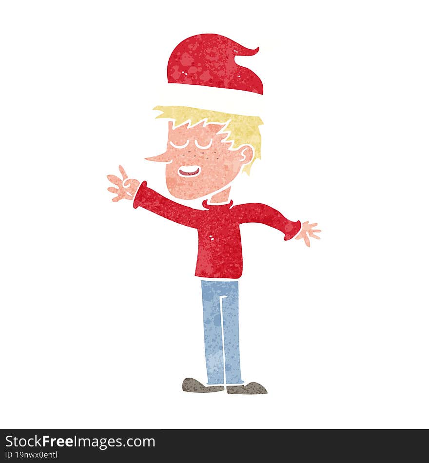 cartoon man ready for christmas