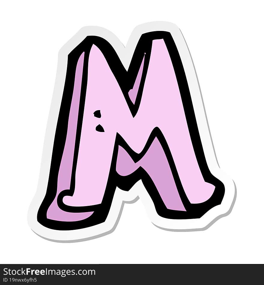 sticker of a cartoon letter M