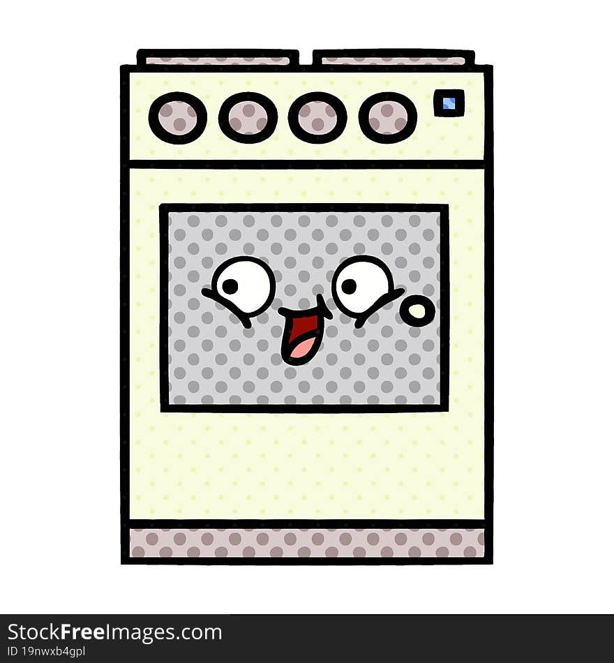 Comic Book Style Cartoon Kitchen Oven