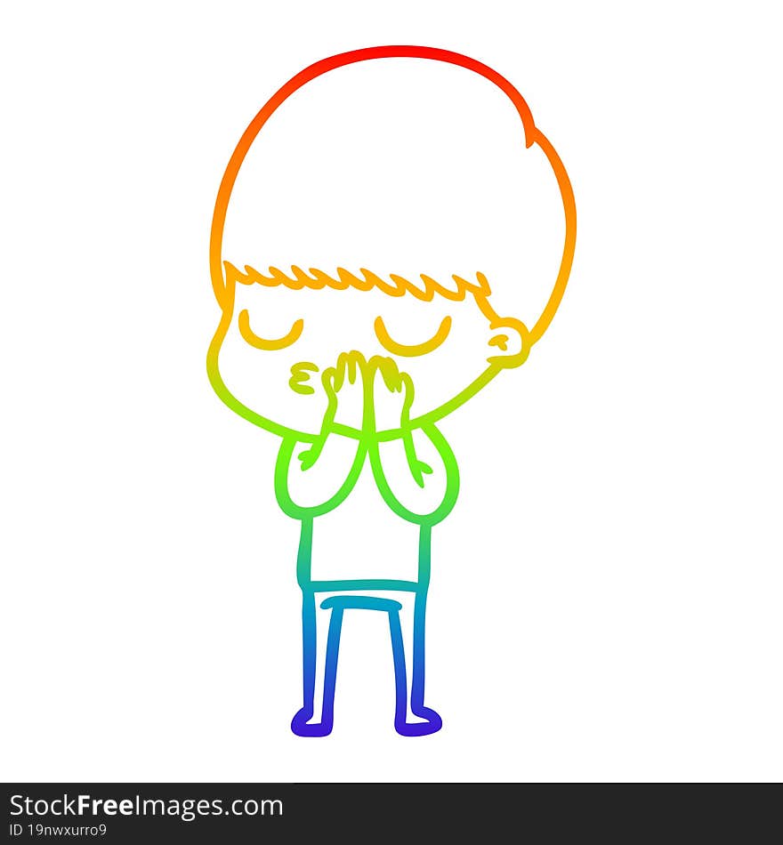 rainbow gradient line drawing cartoon calm boy