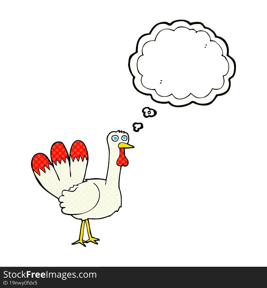 freehand drawn thought bubble cartoon turkey