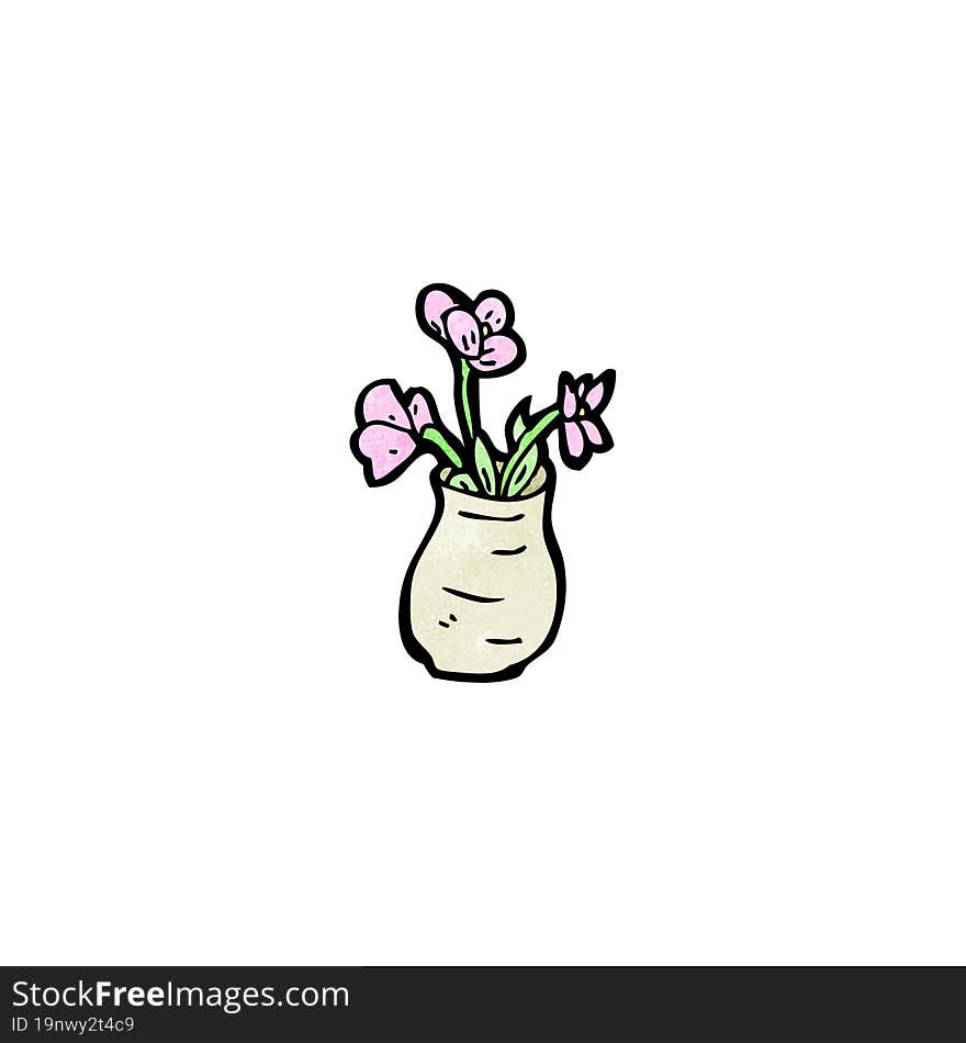 Flowers In Vase Cartoon