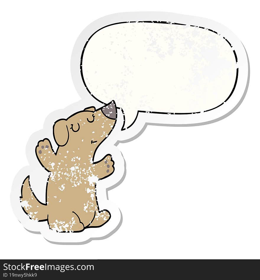 cartoon dog and speech bubble distressed sticker