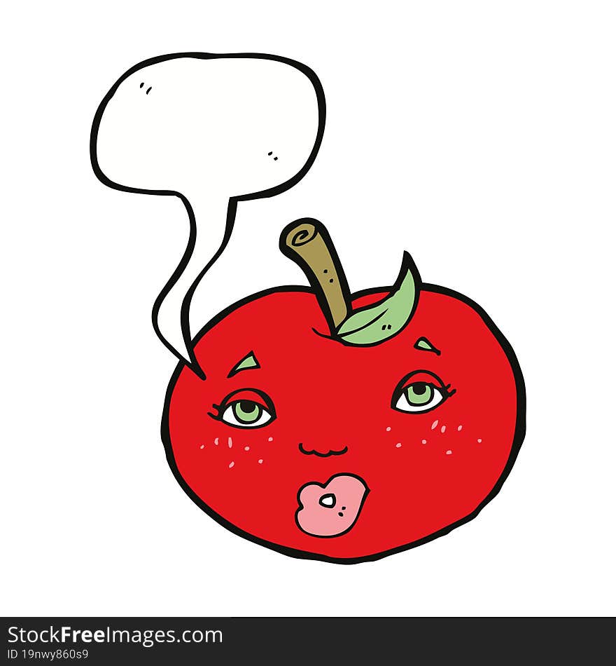 cartoon apple with face with speech bubble