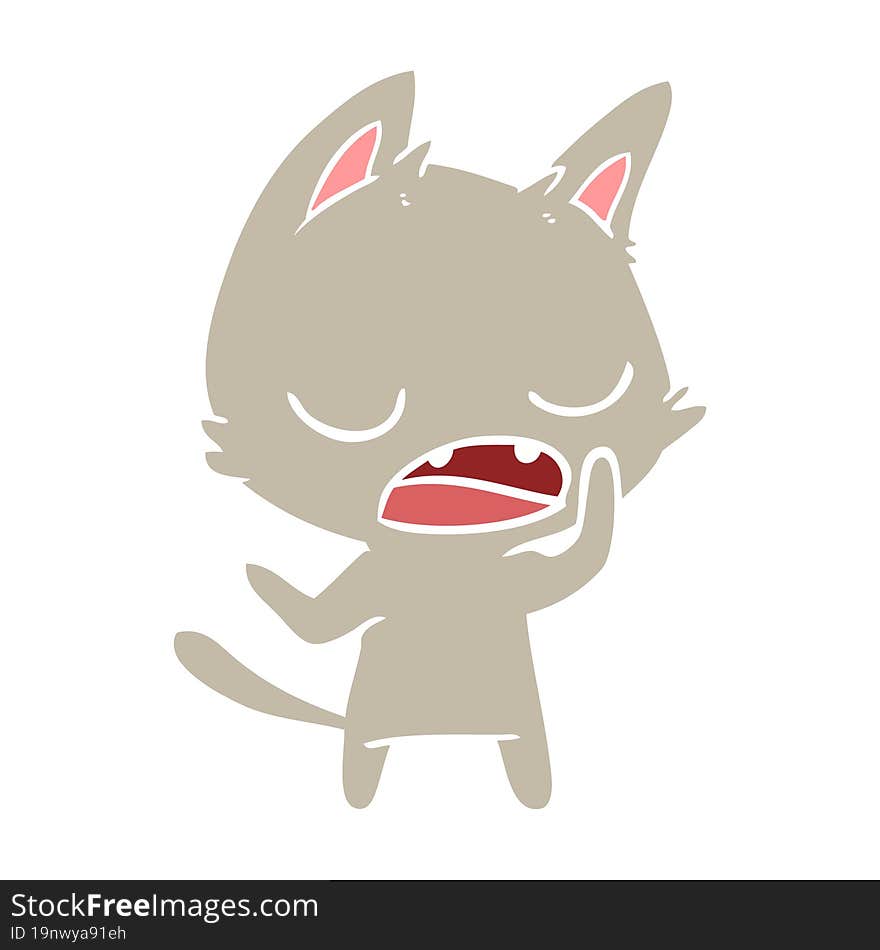 talking cat flat color style cartoon