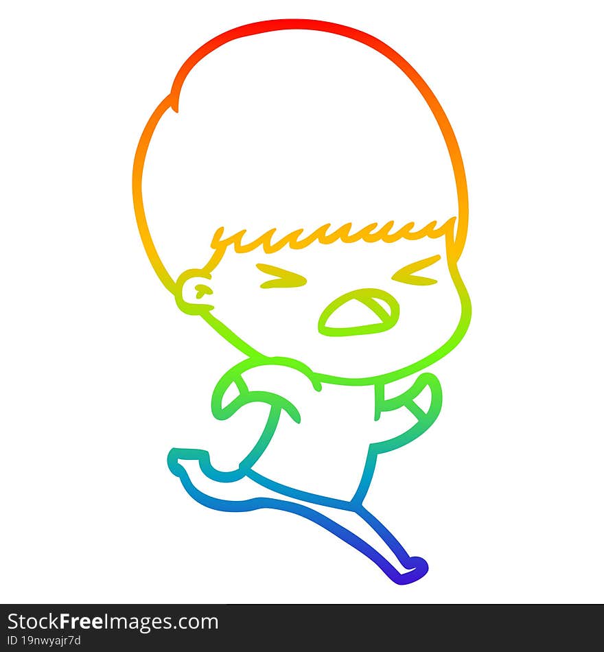 rainbow gradient line drawing cartoon stressed man