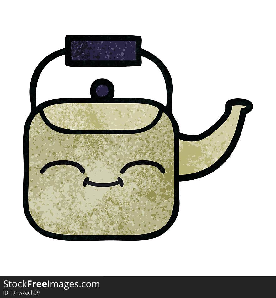 Retro Grunge Texture Cartoon Kettle