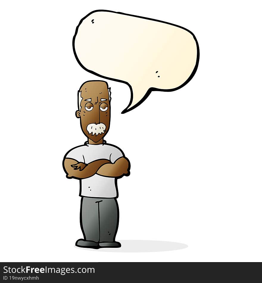 Cartoon Angry Man With Mustache With Speech Bubble