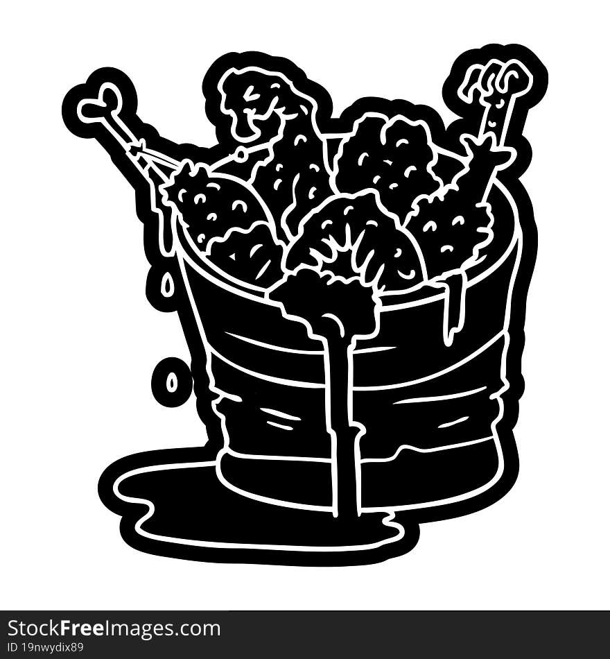 cartoon icon drawing bucket of fried chicken