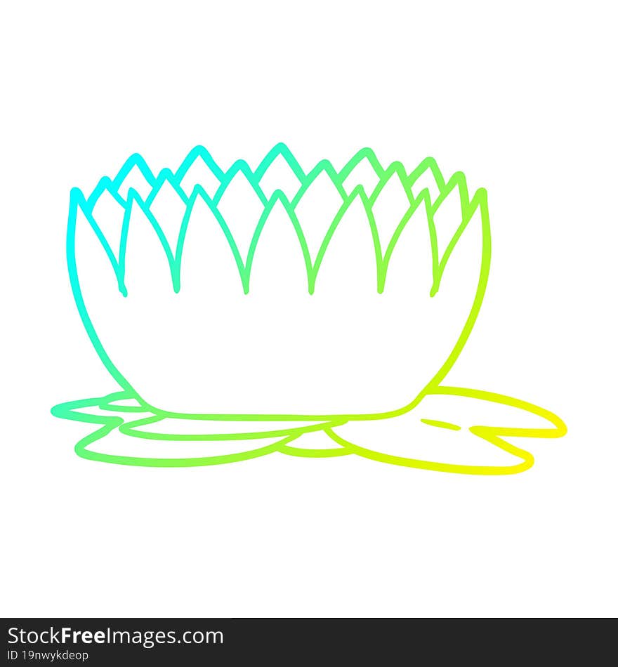 cold gradient line drawing cartoon waterlily