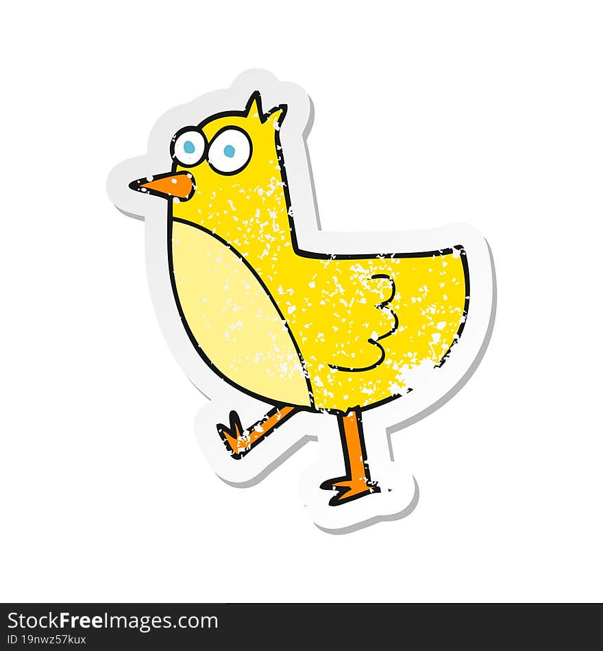 retro distressed sticker of a cartoon bird